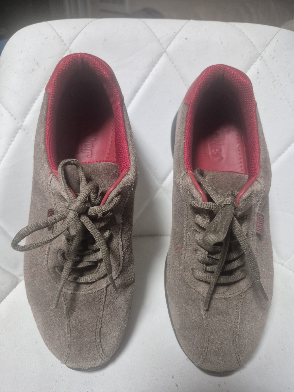 hotter Taupe Suede Sneakers with Pink Lining